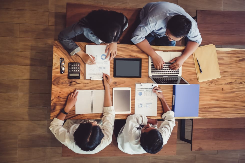 Consulting team collaborating on project planning